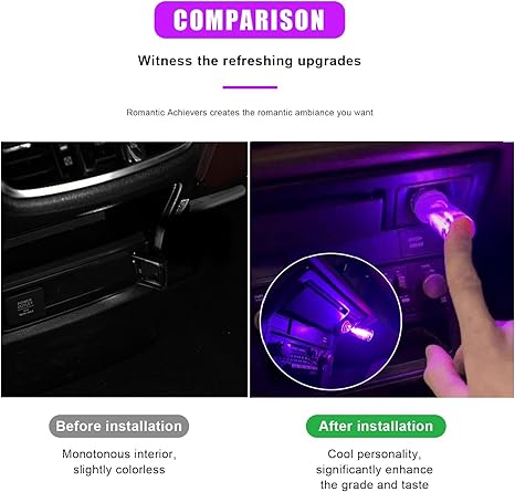 USB LED Car Interior Light, Mini USB Atmosphere Lamp (Clear-Natural)