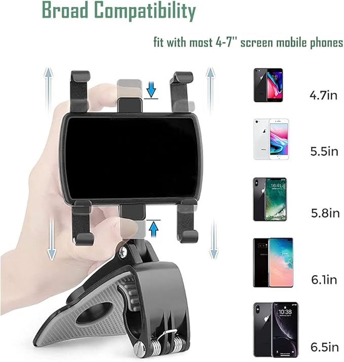 360° Car Phone Mount - Universal Dashboard Holder for 4-7" Smartphones
