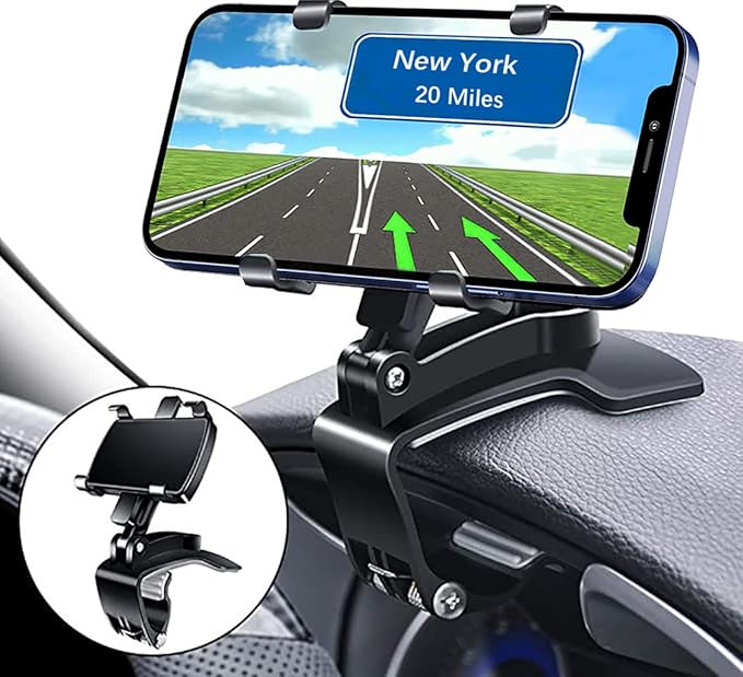 360° Car Phone Mount - Universal Dashboard Holder for 4-7" Smartphones