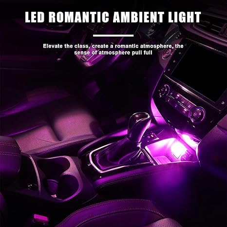 USB LED Car Interior Light, Mini USB Atmosphere Lamp (Clear-Natural)