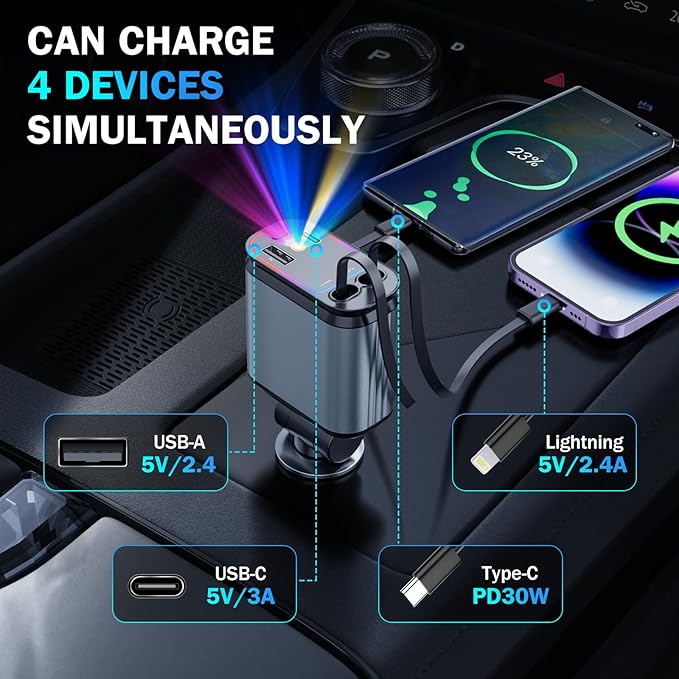 Starlight 4-in-1 Car Retractable Charger