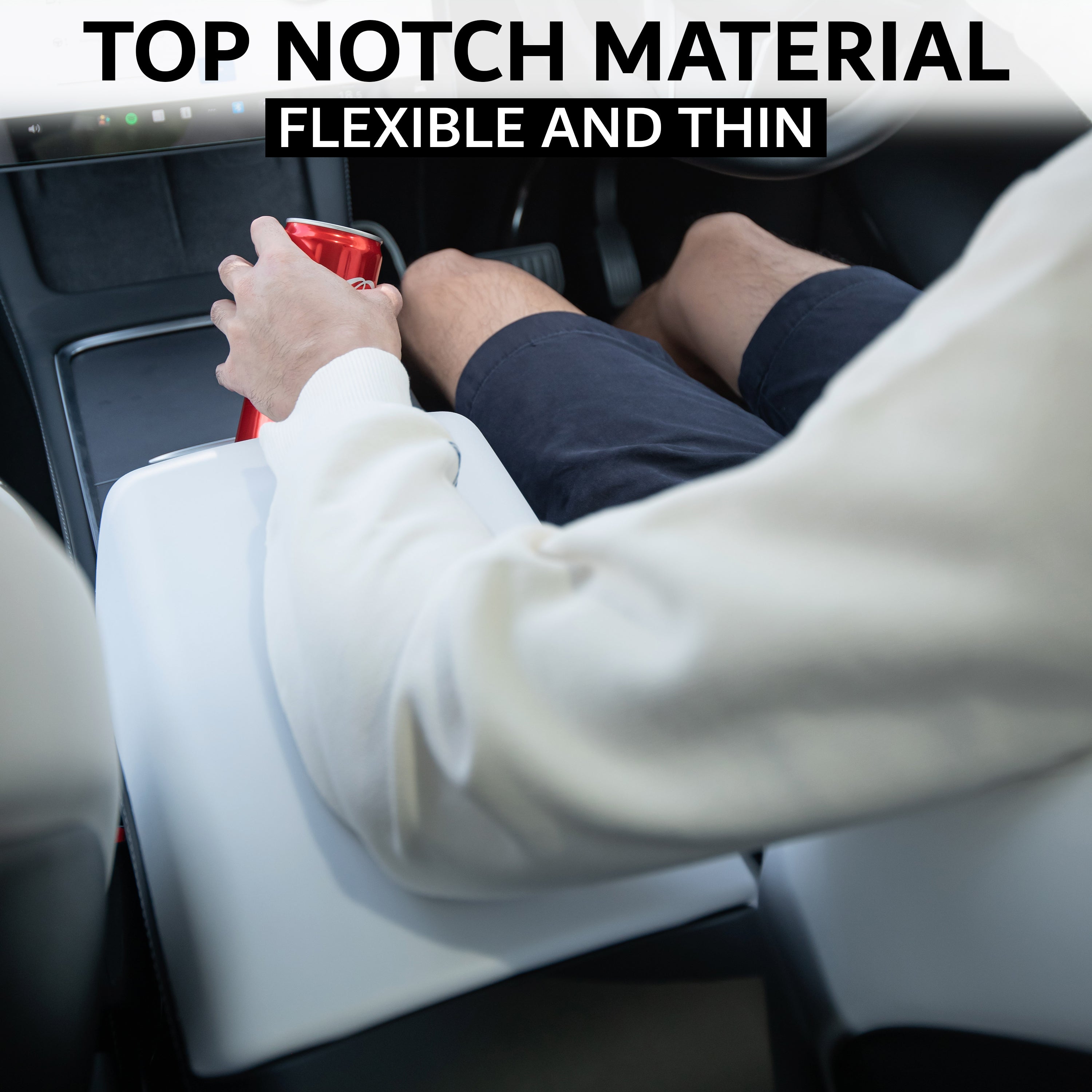 Add On Design - flexible thin car armrest protector installed in center console interior